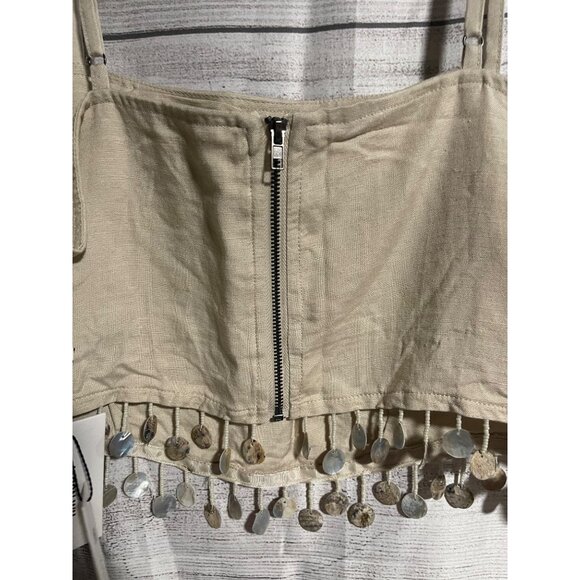 Jason Wu Beige 2-Piece Set Top Skirt With Coin Trim Size 4 Beach Resort Coastal - Picture 8 of 14